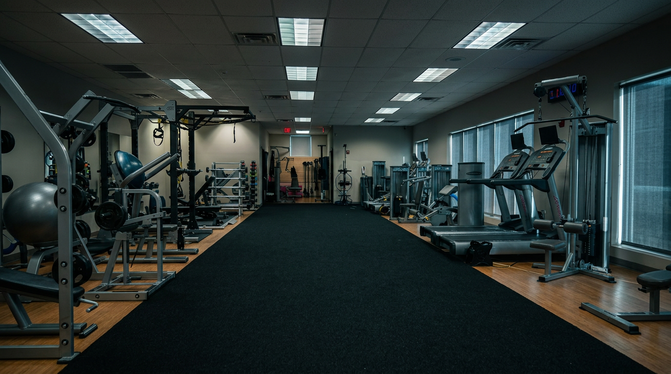 The District Flex training floor with strength and cardio equipment